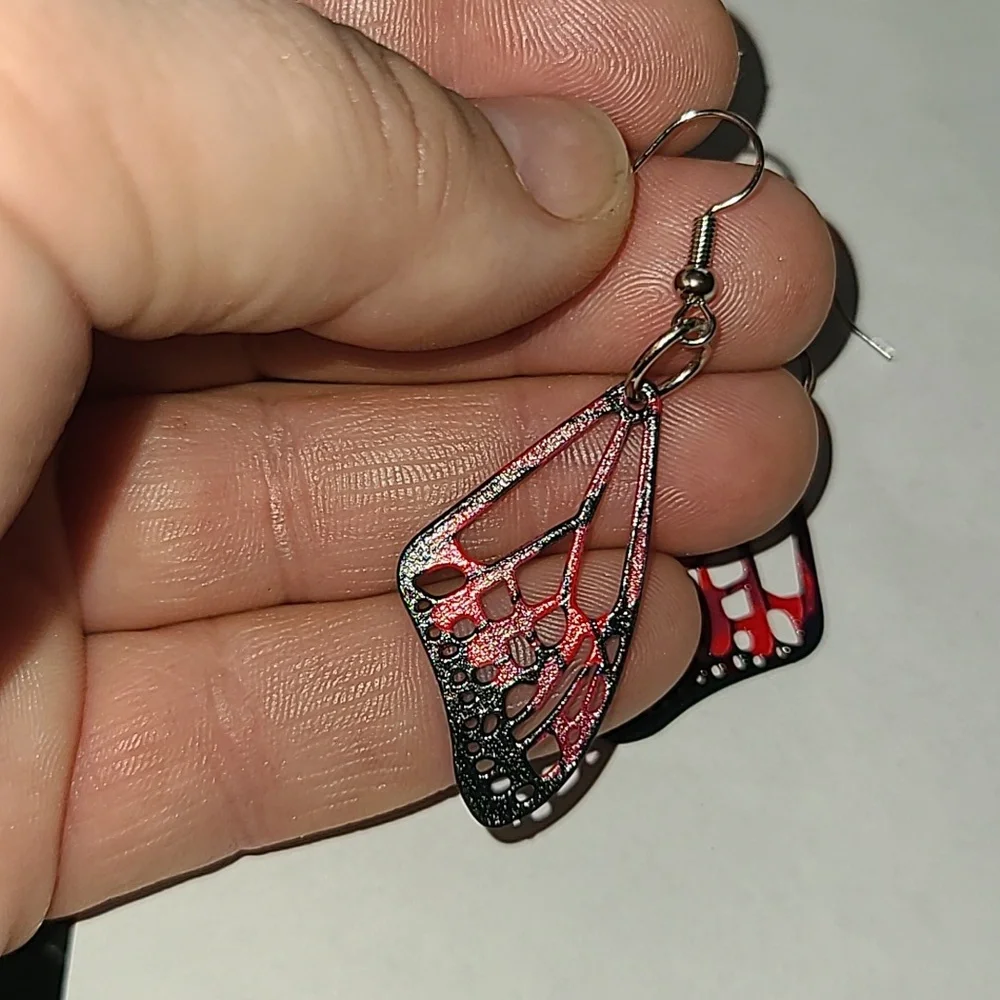 Hand Crafted Butterfly Wing Earrings - Picture 3 of 3